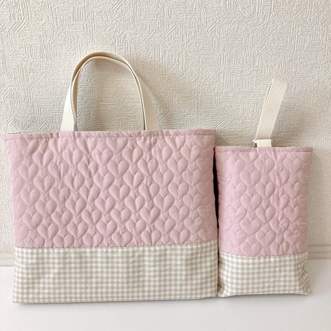 レッスンバッグ 上履き入れ ハートキルト 入園入学グッズ 女の子 レッスンバッグ 上履き入れ ハートキルト 入園入学グッズ 女の子