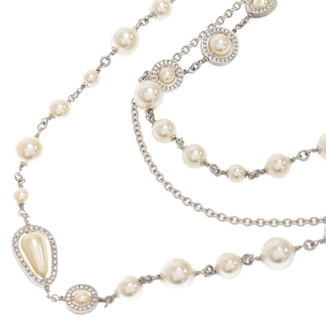 94センチ幅CHANEL シャネル C19K Rhinestone Coco Mark Fake Pearl Necklace Chain ラインストーンココマーク フェイクパール ネックレスチェーン