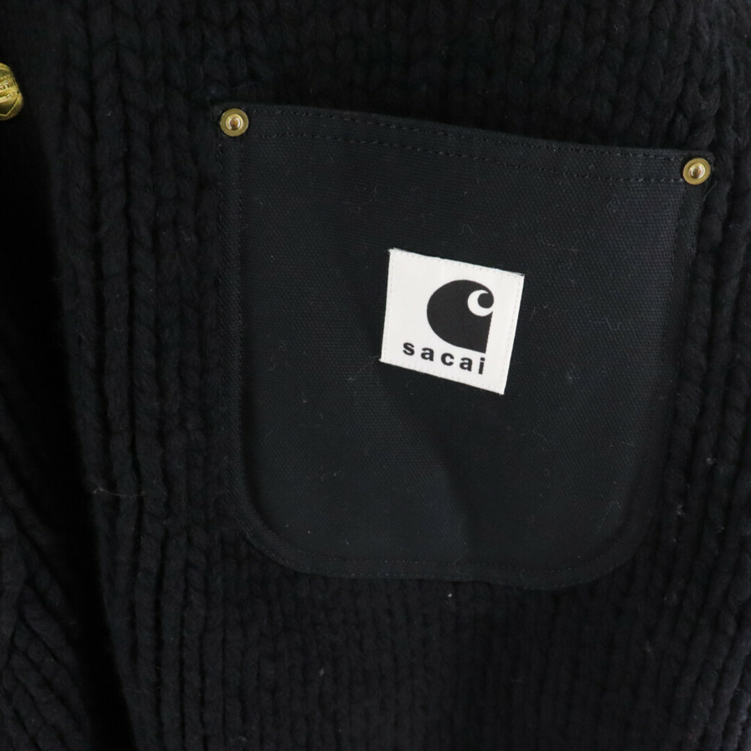 sacai(サカイ)のSacai サカイ 23AW×Carhartt WIP Knit Jacket Michigan 23-03111M カーハート ニットジャケットミシガンブルゾン ブラック メンズのジャケット/アウター(フライトジャケット)の商品写真