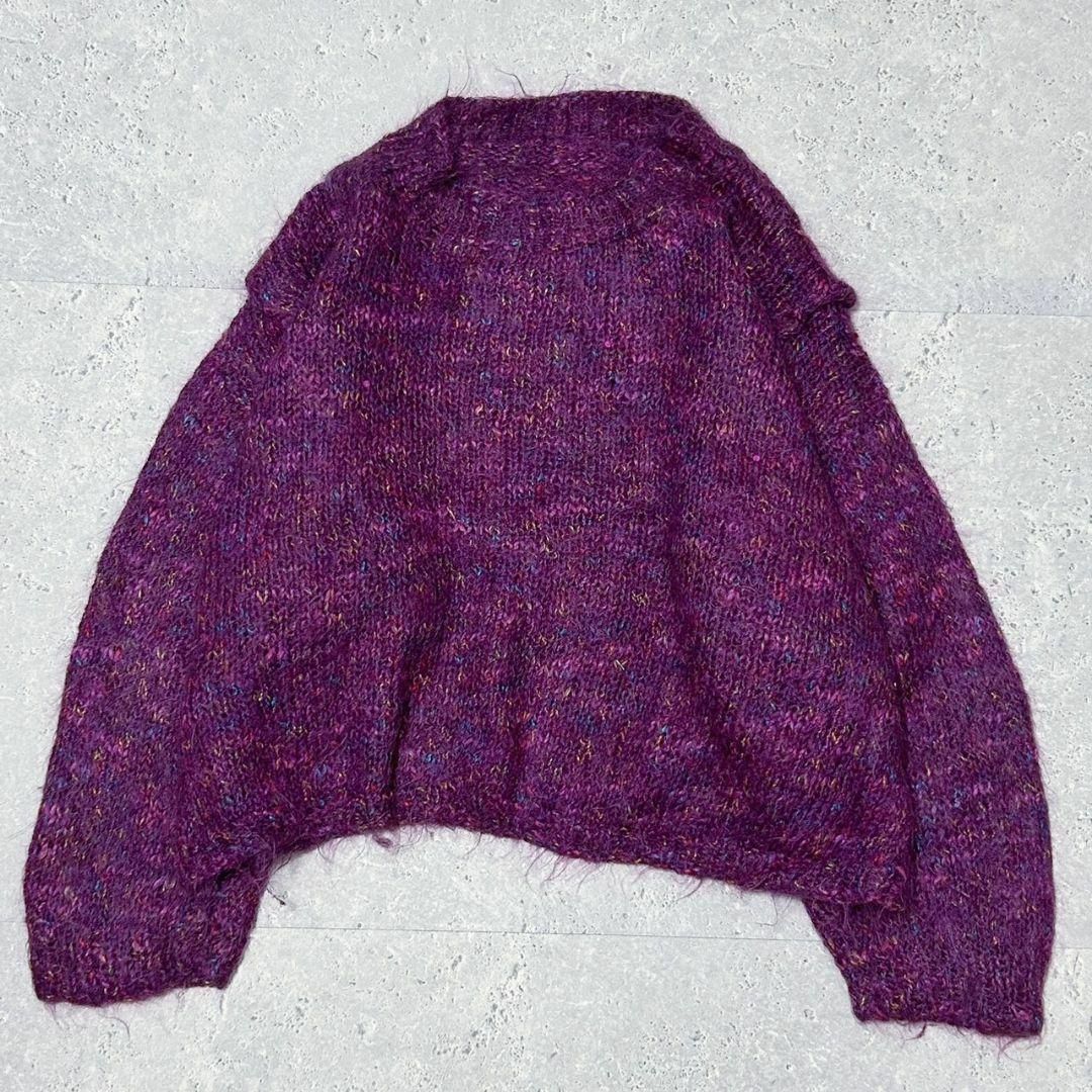 モヘア素材 ニット ネップ柄 ビーズ装飾 甘撚り セーター ふさふさ シャギー感 レディースのトップス(ニット/セーター)の商品写真