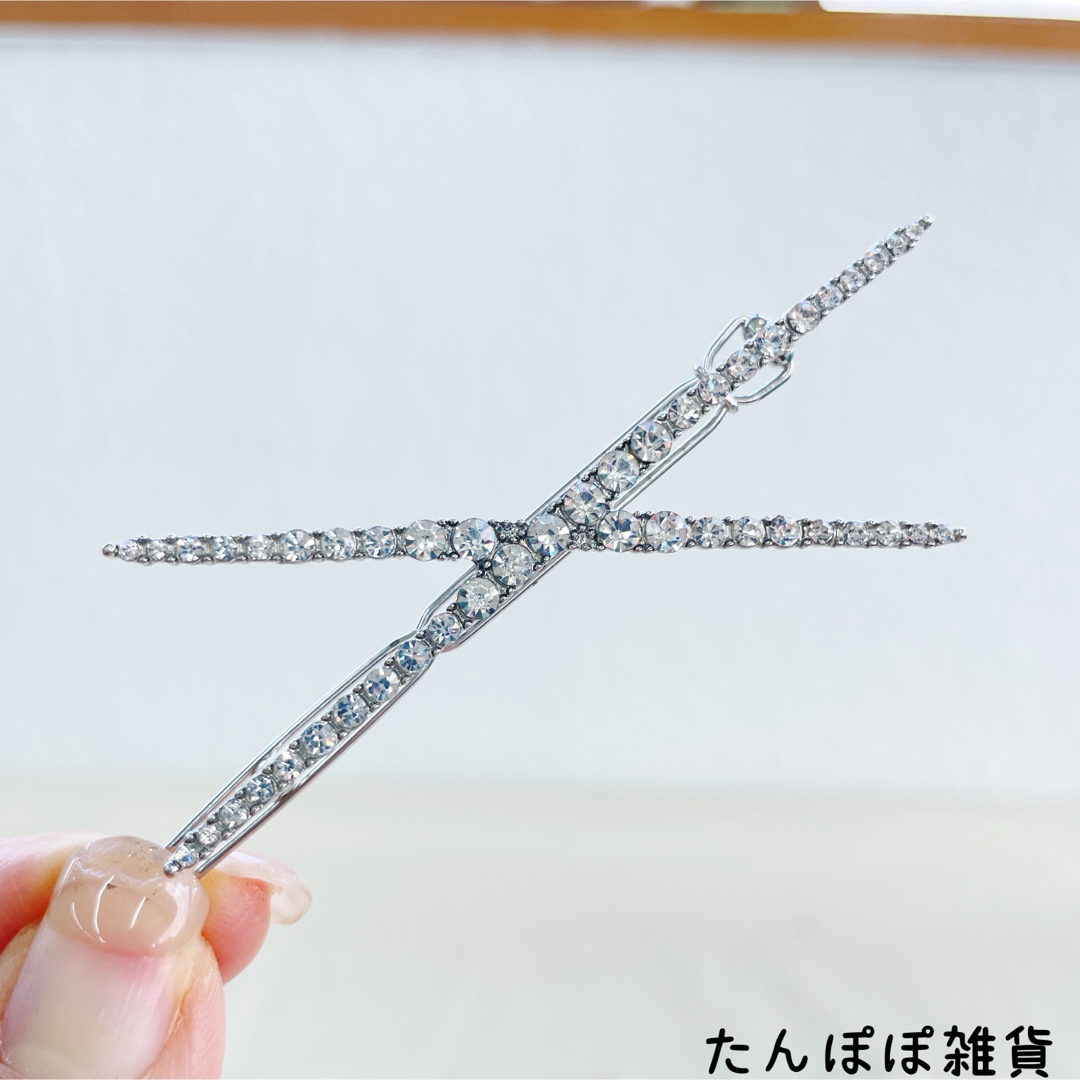 2個セット 大きめキラキラストーン 英文字X ヘアピンヘア 2個セット 大きめキラキラストーン 英文字X ヘアピンヘア
