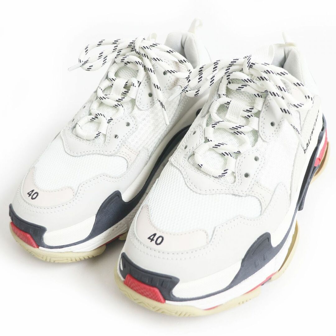 美品□BALENCIAGA/バレンシアガ 524037 Triple-S トリプルS レースアップ ダッドスニーカー/ボリュームシューズ アイボリー系 40 箱付き約32cmワイズ幅