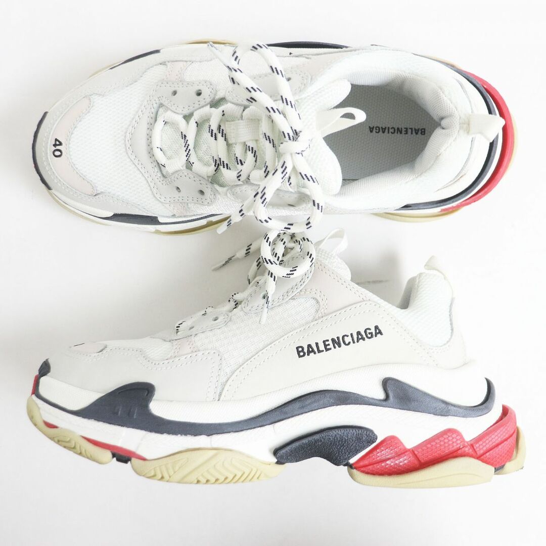 Balenciaga(バレンシアガ)の美品□BALENCIAGA/バレンシアガ 524037 Triple-S トリプルS レースアップ ダッドスニーカー/ボリュームシューズ アイボリー系 40 箱付き メンズの靴/シューズ(スニーカー)の商品写真