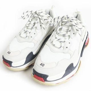 バレンシアガ(Balenciaga)の美品□BALENCIAGA/バレンシアガ 524037 Triple-S トリプルS レースアップ ダッドスニーカー/ボリュームシューズ アイボリー系 40 箱付き(スニーカー)