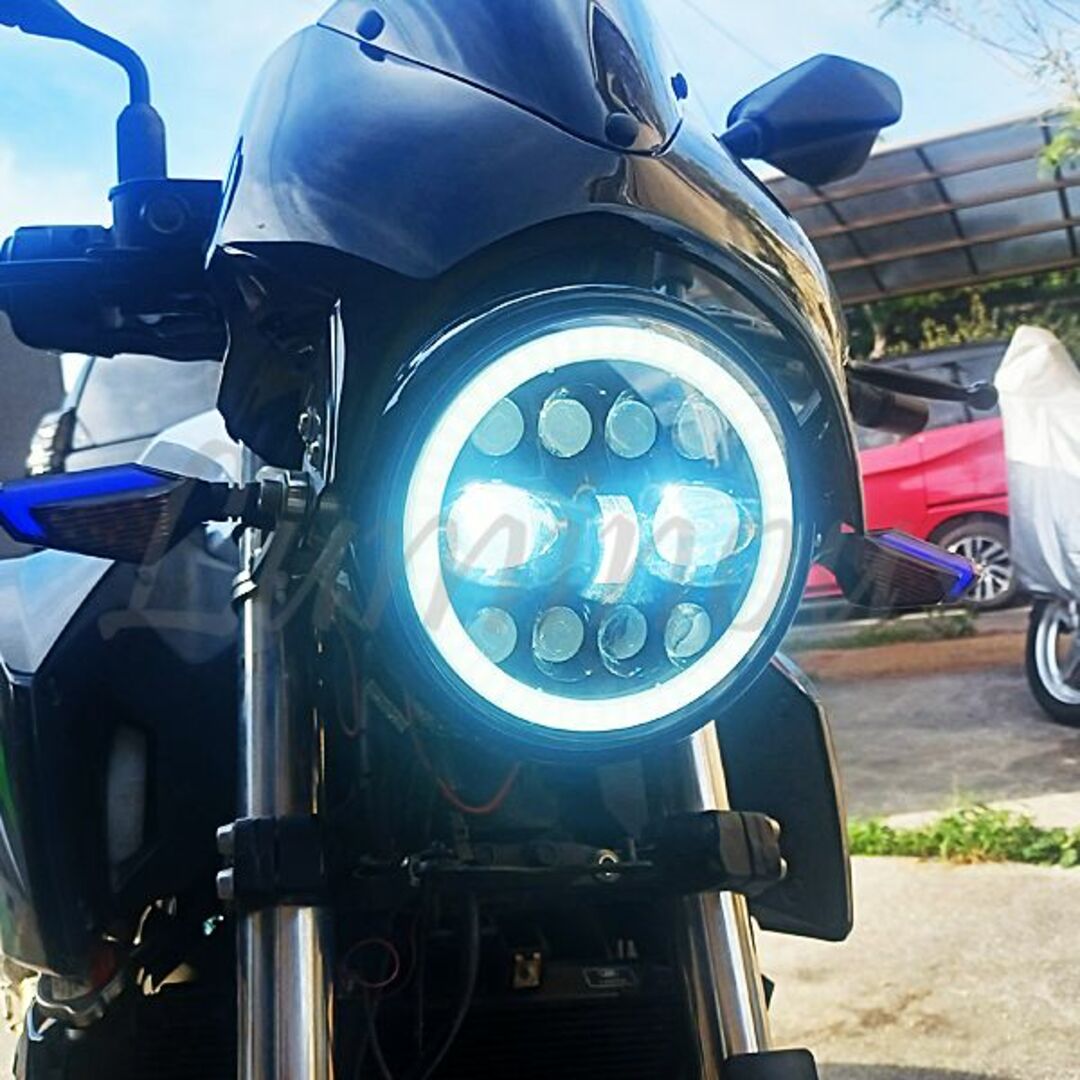 S 高輝度 LED ヘッドライト イカリング エンジェルリング デイライト 自動車/バイクのバイク(パーツ)の商品写真