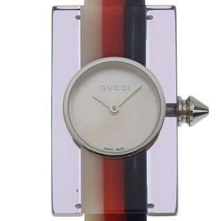 グッチ(Gucci)の【GUCCI】グッチ ヴィンテージウェブ バングルウォッチ 143.5 ステンレススチール×プラスチック 白/赤/紺 アナログ表示 レディース シルバーシェル文字盤 腕時計(腕時計)