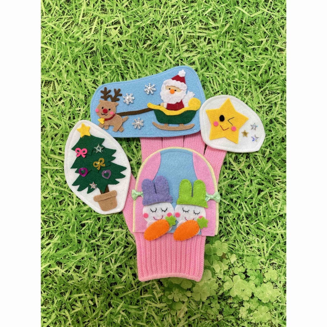 手袋シアター☆うさぎ野原のクリスマス ハンドメイドのおもちゃ(その他)の商品写真