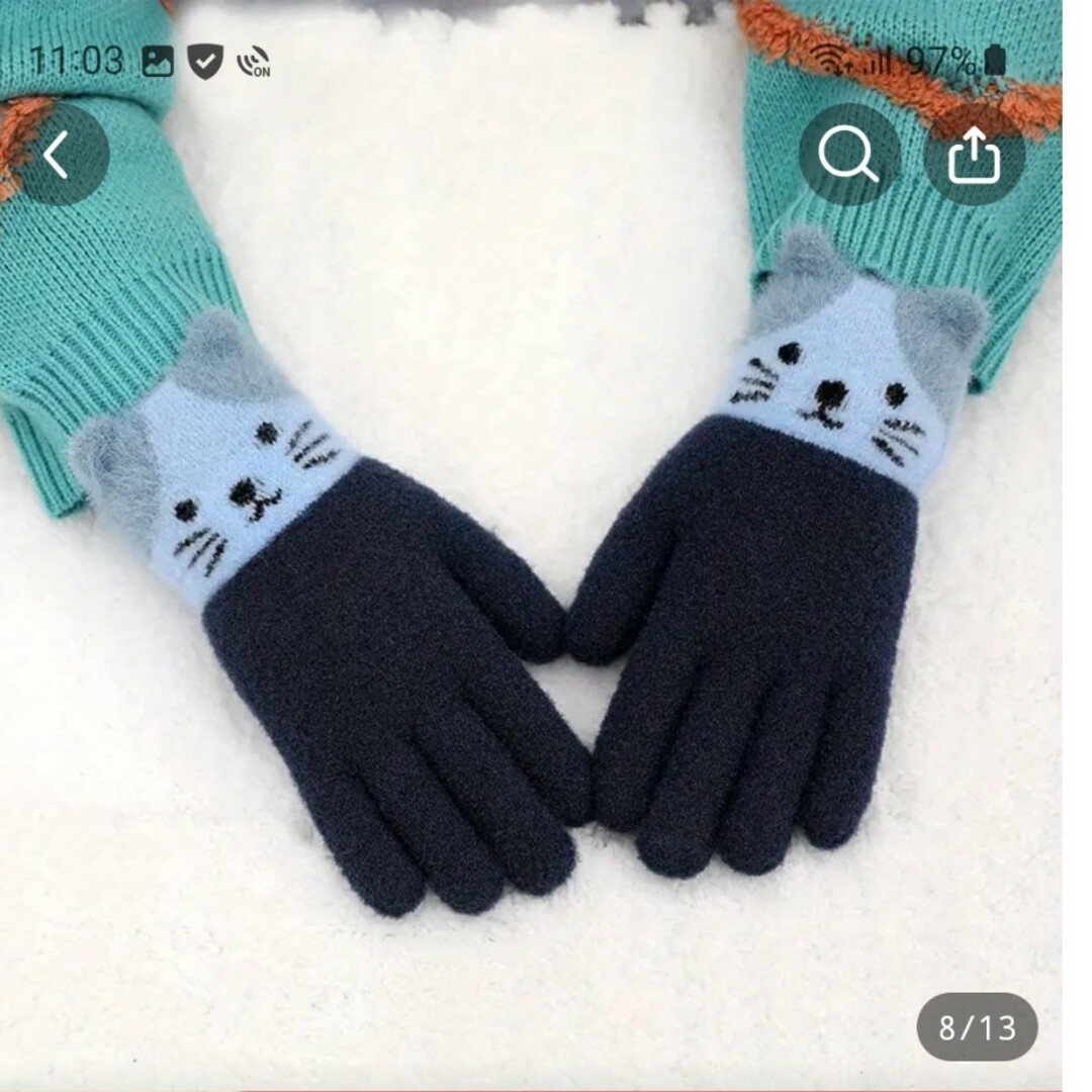新品子供暖か手袋ブルー キッズ/ベビー/マタニティのこども用ファッション小物(手袋)の商品写真