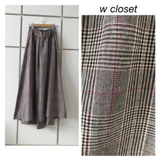 ダブルクローゼット(w closet)のw closet グレンチェック柄イレヘムロング丈フレアスカート (ロングスカート)