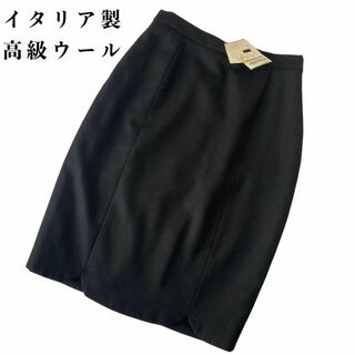 1868 新品タグ付イタリア製 高級 ウール 膝丈スカート 三崎商事 ブラック(ひざ丈スカート)