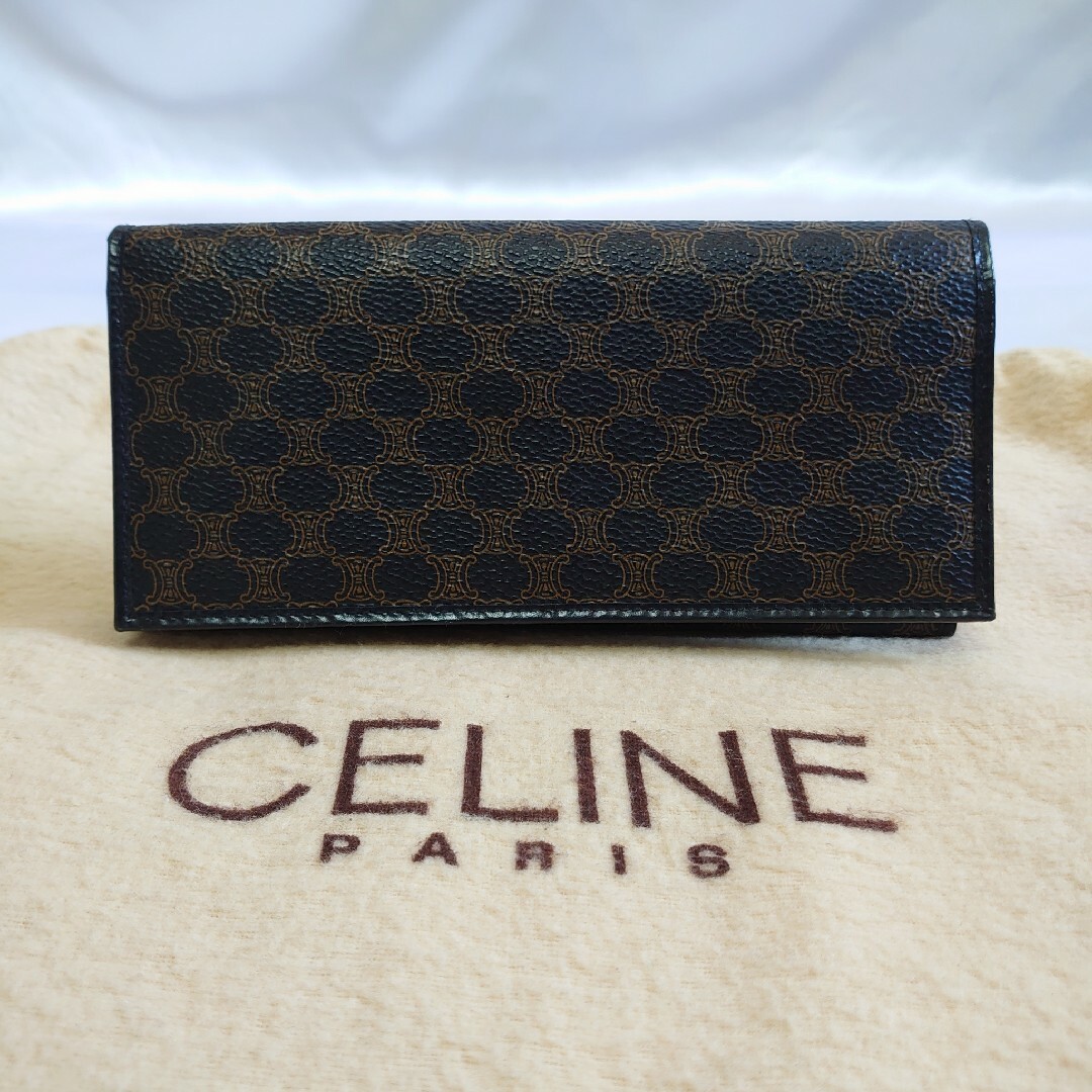 ファッション小物極美品 CELINE マカダム柄 長財布