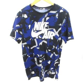 ナイキ(NIKE)のナイキ AIR Tシャツ 半袖 総柄 ロゴ コットン 青 黒 マルチカラー L (Tシャツ/カットソー(半袖/袖なし))