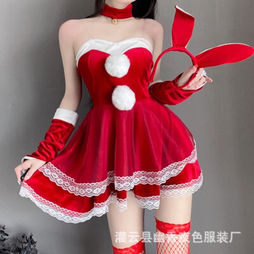 クリスマスサンタ コスプレ　セクシー系　バニーガール♡7点セット うさぎ エンタメ/ホビーのコスプレ(衣装一式)の商品写真