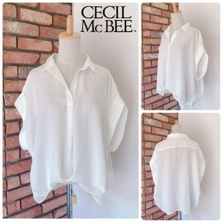 セシルマクビー(CECIL McBEE)の1687数回 CECIL McBEE 半袖ブラウス　シャツ　オシャレ　上品 白(シャツ/ブラウス(半袖/袖なし))