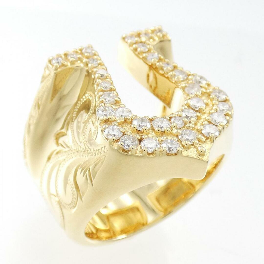K18YG ホースシュー ダイヤモンド リング レディースのアクセサリー(リング(指輪))の商品写真