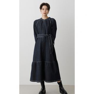 アズールバイマウジー(AZUL by moussy)のアズールバイマウジー　ステッチデザインティアードワンピース(ロングワンピース/マキシワンピース)