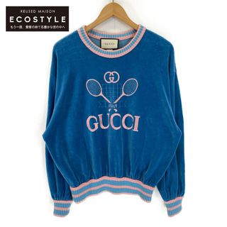 グッチ(Gucci)のグッチ 581085 テニスロゴモチーフ刺繍 ベロア スウェット XS(ニット/セーター)