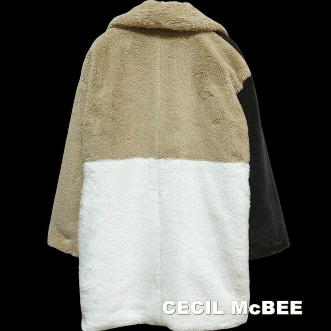 CECIL McBEE(セシルマクビー)の【CECIL McBEE】セシルマクビー ブロック配色コンビ ファーコート レディースのジャケット/アウター(毛皮/ファーコート)の商品写真