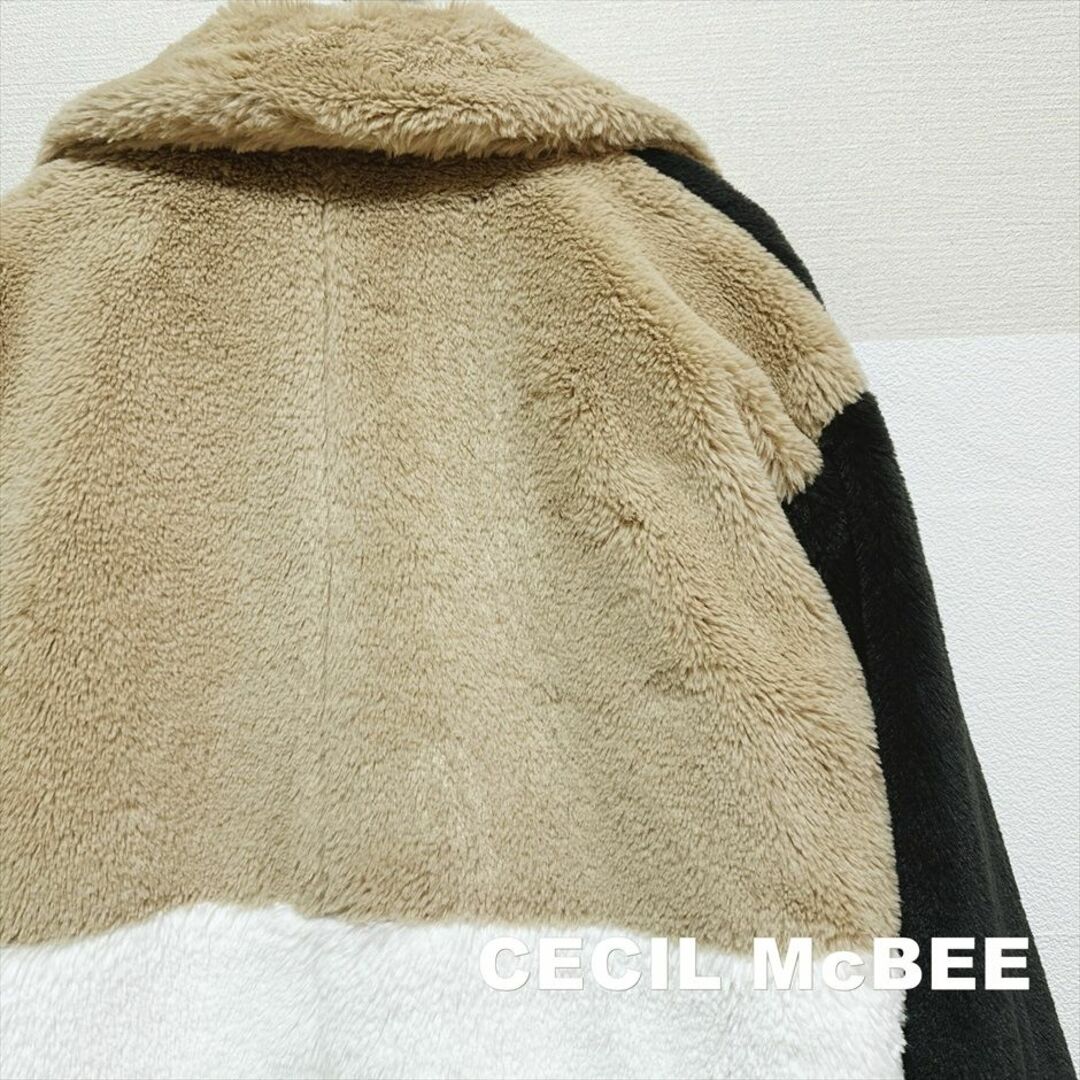 CECIL McBEE(セシルマクビー)の【CECIL McBEE】セシルマクビー ブロック配色コンビ ファーコート レディースのジャケット/アウター(毛皮/ファーコート)の商品写真