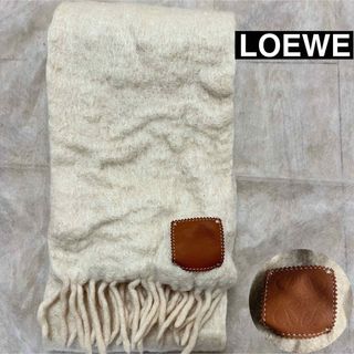 ロエベ(LOEWE)のLOEWE ロエベ モヘア マフラー ホワイト アナグラム(マフラー/ショール)