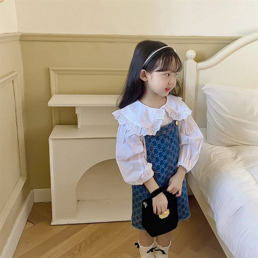 子供服 女の子 キッズ デニムスカート サロペット 110cm キッズ/ベビー/マタニティのキッズ服女の子用(90cm~)(ワンピース)の商品写真