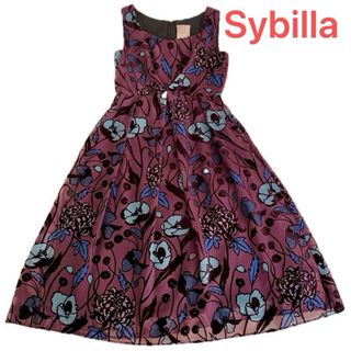 Sybilla - 美品 シビラ ワンピース ベロア ステンドグラス風花柄 M ...