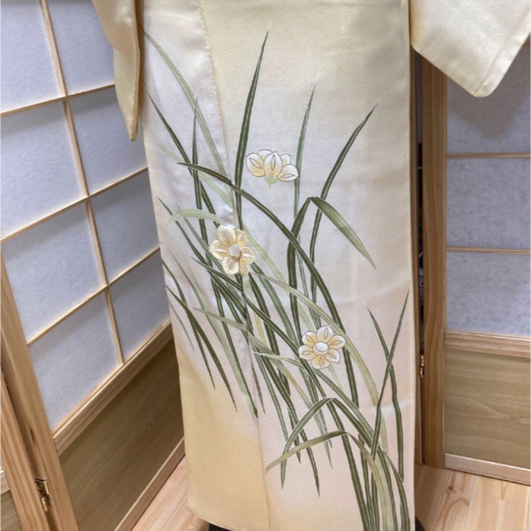 ［8099］訪問着 草花文様 刺繍 ぼかし 西武百貨店扱い 正絹 着物 袷 レディースの水着/浴衣(着物)の商品写真