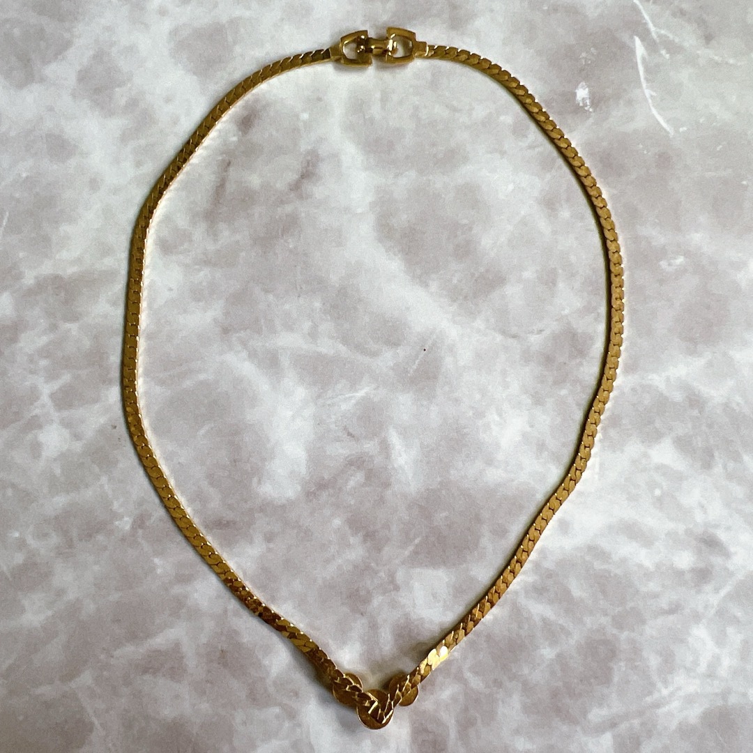 ゴールド ストーン 3連 ネックレス ヴィンテージ レディースのアクセサリー(ネックレス)の商品写真