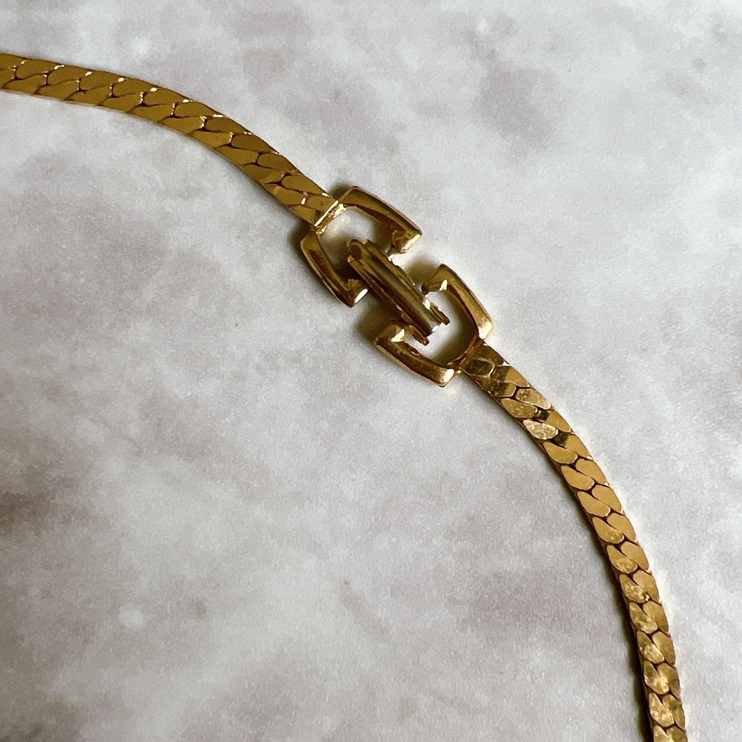 ゴールド ストーン 3連 ネックレス ヴィンテージ レディースのアクセサリー(ネックレス)の商品写真