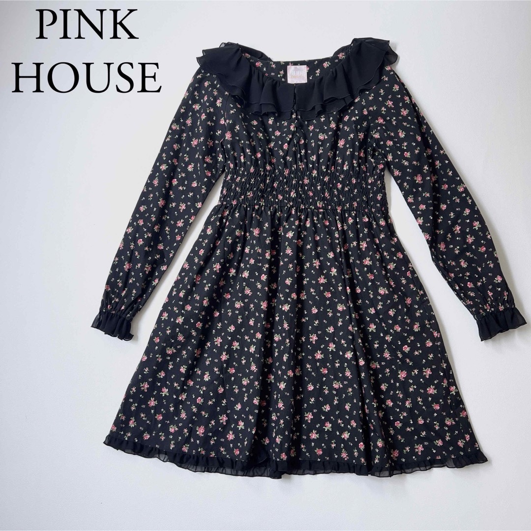 美品　PINK HOUSE ピンクハウス　フレアワンピース　花柄　小紋柄