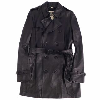 バーバリー(BURBERRY)の美品 バーバリー ロンドン BURBERRY LONDON コート トレンチコート レザーコート ラムレザー アウター メンズ 50(M相当) ブラック(トレンチコート)