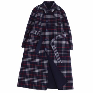 バーバリー(BURBERRY)の美品 Vintage バーバリー Burberrys コート リバーシブル ロングコート ウール チェック アウター レディース 7AB2(S相当) ネイビー(その他)