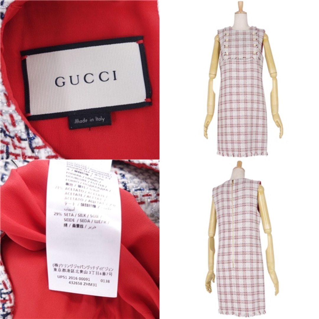 GUCCI - 極美品 グッチ GUCCI ワンピース ノースリーブ フェイク GUCCI - 極美品 グッチ GUCCI ワンピース ノースリーブ フェイク