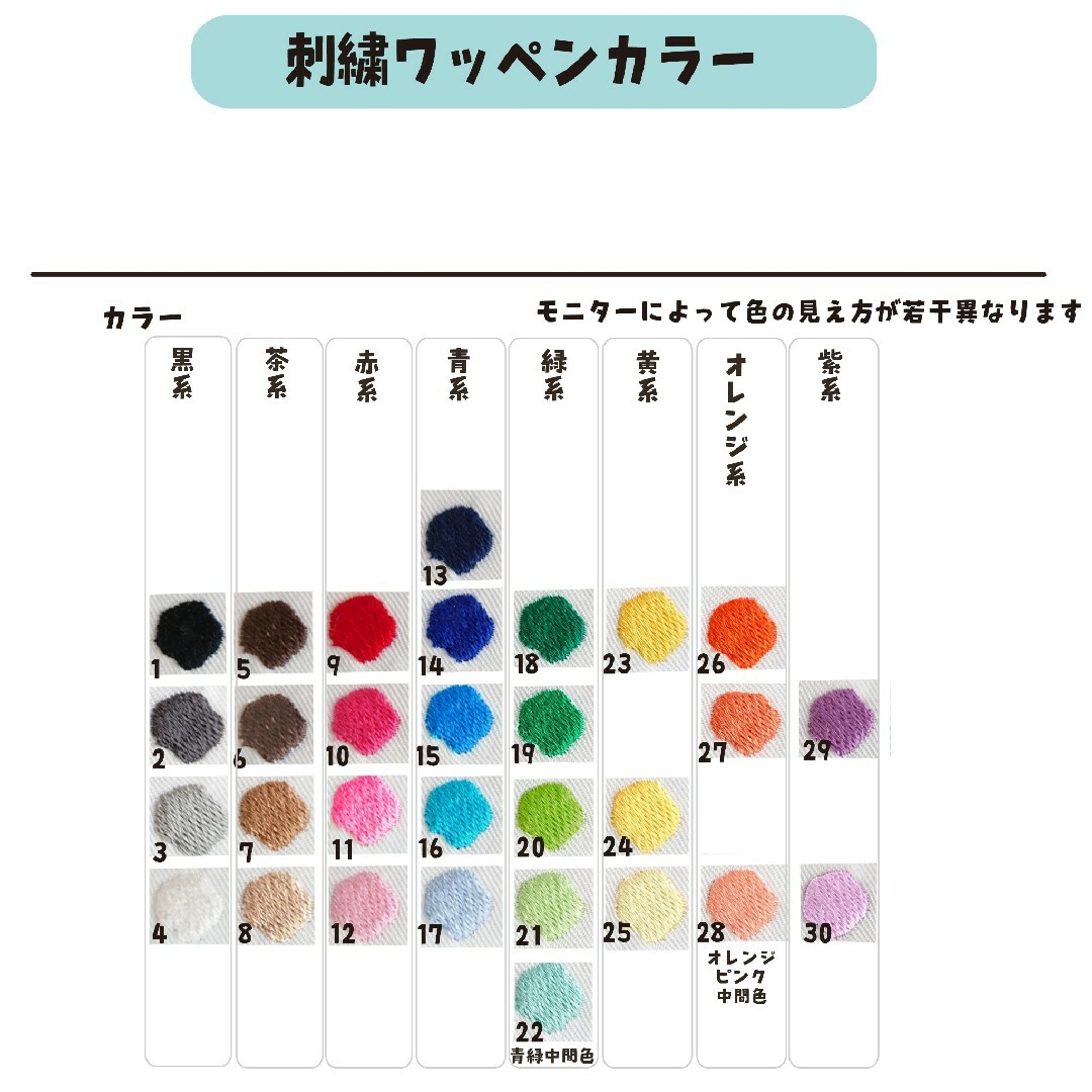 ［オーダーページ］刺繍文字ワッペン（ruiワッペンオーダー） ハンドメイドの素材/材料(各種パーツ)の商品写真