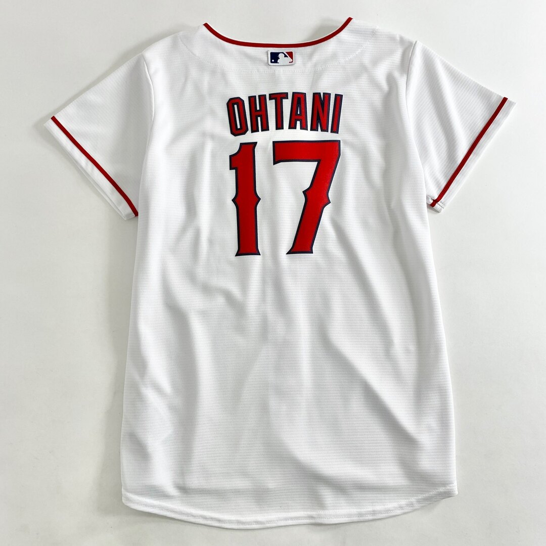 NIKE(ナイキ)の27L14《美品》NIKE ナイキ 大谷翔平 MLB オフィシャルレプリカシャツ LOS ANGELES ANGELS サイズL ホワイト メジャーリーグ OHTANI SHOHEI レディースのトップス(シャツ/ブラウス(長袖/七分))の商品写真