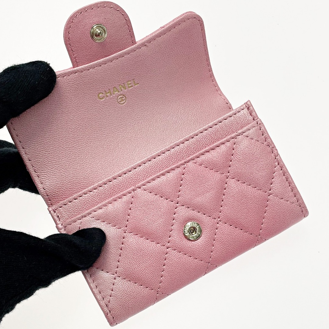 CHANEL(シャネル)の☆☆CHANEL シャネル クラシックフラップ カードケース ピンク コインケース マトラッセ ラムスキン レディース ゴールド金具 レディースのファッション小物(財布)の商品写真