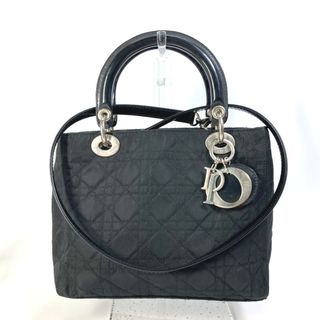 ディオール(Dior)のディオール Dior カナージュ レディディオール LADYDIOR 2WAY 肩掛け ハンドバッグ ナイロン/レザー ブラック(ハンドバッグ)