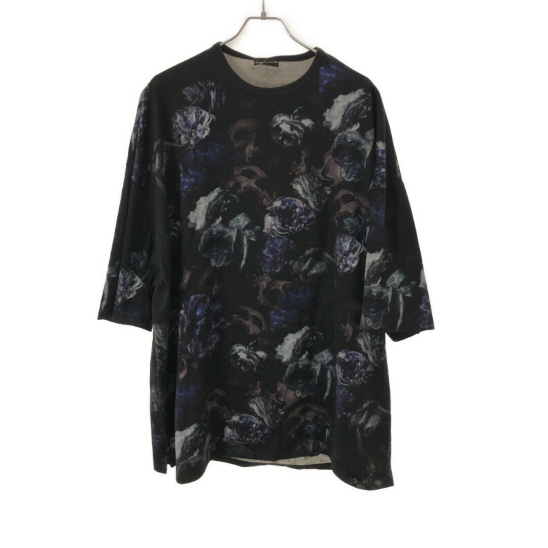 LAD MUSICIAN ラッドミュージシャン Tシャツ サイズ:42 スカル フラワー クルーネック 半袖 ビッグ Tシャツ BIG T-SHIRT INKJET SKULL FLOWER 2317-708 花柄 フローラル 名作 ブラック系 黒 日本製 トップス カットソー 【メンズ】メンズ