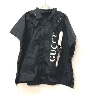 グッチ(Gucci)のグッチ GUCCI インターロッキングG 626382 フード付き ロゴ ポーチ付き アパレル トップス アウター ポンチョ ナイロン ブラック 未使用(ポンチョ)