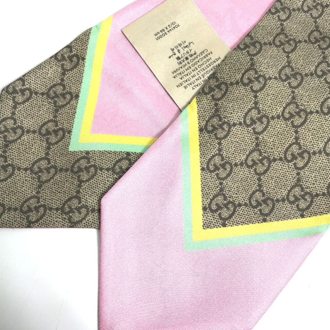 Gucci(グッチ)のグッチ GUCCI ネックボウ 704144 GG ばなにゃ バンドースカーフ スカーフ シルク ベージュ 未使用 レディースのファッション小物(バンダナ/スカーフ)の商品写真