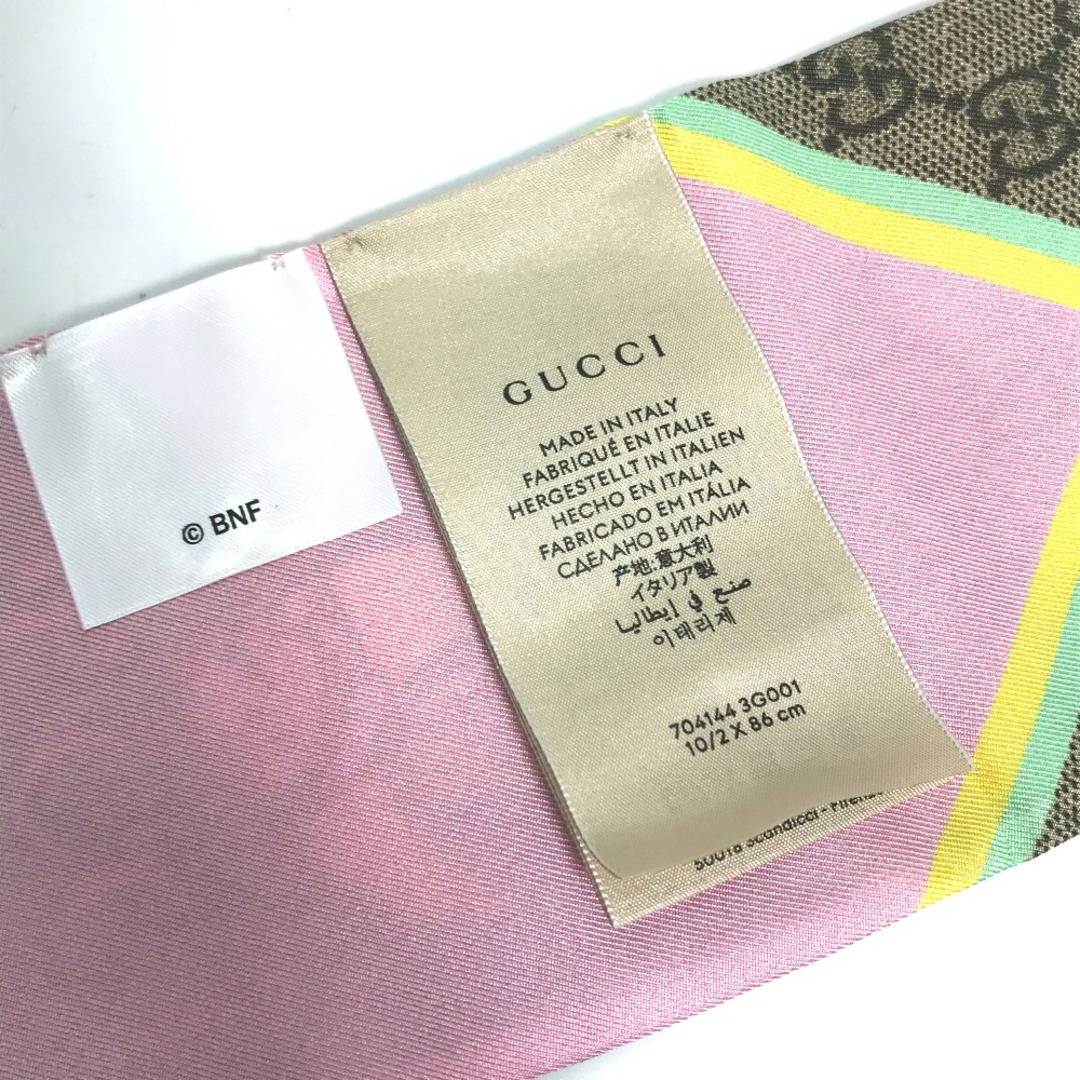 Gucci(グッチ)のグッチ GUCCI ネックボウ 704144 GG ばなにゃ バンドースカーフ スカーフ シルク ベージュ 未使用 レディースのファッション小物(バンダナ/スカーフ)の商品写真