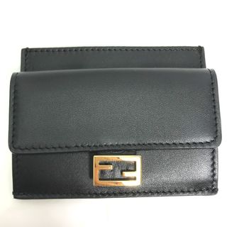 フェンディ(FENDI)のフェンディ FENDI バゲット カードホルダー 8M0423 小銭入れ 財布 コインケース レザー ブラック(コインケース)