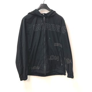 バーバリー(BURBERRY)のバーバリー BURBERRY フーディ ロゴ アウター アパレル 長袖 トップス 内チェック ジップアップ ジャンバー ブルゾン ジャケット ナイロン ブラック(マウンテンパーカー)