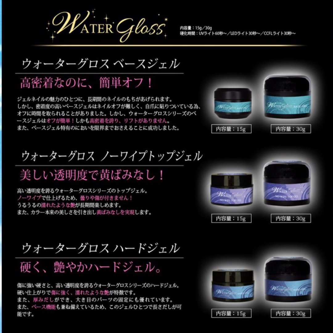 ウォーターグロスジェル ハードジェル 30g 3個 トップジェル ネイル コスメ/美容のネイル(ネイルトップコート/ベースコート)の商品写真