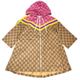 グッチ(Gucci)の【在庫一掃】GUCCI グッチ ジャケット テクニカルジャージーバックプリーツブルゾン ワンピース アウター GG アパレル 服 S 550596 ブラウン 茶 ゴールド金具 ポリエステル  コットン   レディース 人気 秋 冬 美品【中古品】(その他)