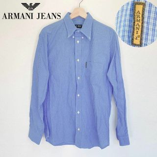 アルマーニジーンズ(ARMANI JEANS)の1288 アルマーニジーンズ ボタンダウン AJ シャツ ブルー チェックM相当(シャツ)