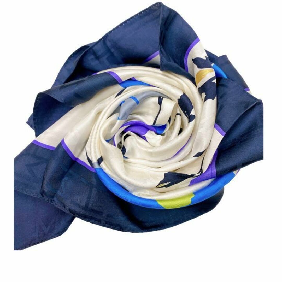 HANAE MORI(ハナエモリ)の新品　ハナエモリ　スカーフ　シルク　大判　花　ロゴ　№97 レディースのファッション小物(バンダナ/スカーフ)の商品写真