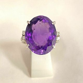 極美品　Pt900 大粒10.8ct アメジスト　ダイヤリング　箱/鑑別書付(リング(指輪))