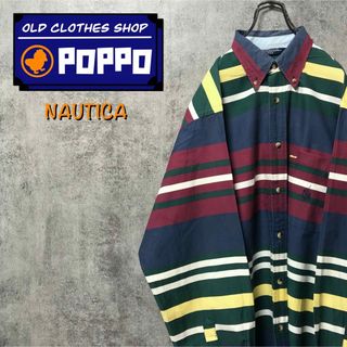 ノーティカ(NAUTICA)のノーティカ☆USA製ポケット刺繍ロゴマルチボーダーシャツ 90s(シャツ)