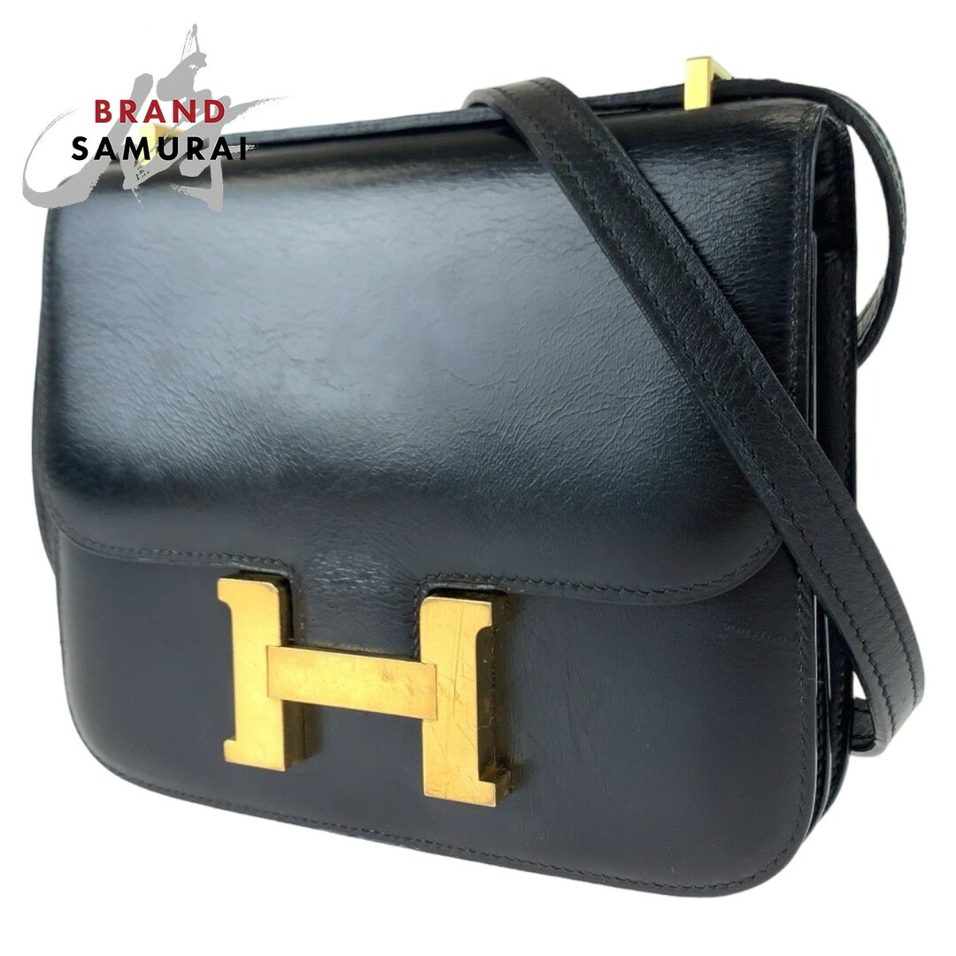 ロック金具仕切り×1内側HERMES エルメス ヴィンテージ コンスタンス3 ミニ 18 ブラック 黒 ゴールド金具 ボックスカーフ ショルダーバッグ 斜め掛け ⚪︎U刻印 レディース 404250